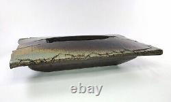 Vtg Studio Art Pottery Ikebana Style Brutalist Abstract Mod Flower Frog Vase