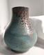 Vtg Studio Art Pottery Vase Blue Teal Red drip Glaze SIGNED FA ID HELP PLEASE 6