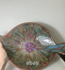 Vtg. Studio Earthenware Signed Potters Brown Candy Wrap Pottery Sculptural Piece