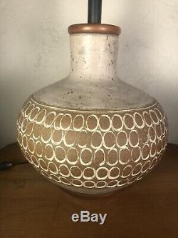 Vtg Studio Pottery Ceramic Table Lamp Cressey Kinzie Mid Century Modern Signed