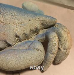 Vtg Studio Pottery Figural Blue Crab Statue Figure Artist Signed Realism UNIQUE