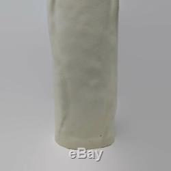 Vtg Studio Pottery Mid Century Minimalist Tall Organic Folded White Vase Signed