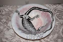 Vtg Studio Pottery Serving Bowl Large Pasta Gecko Baba Wague Diakite Signed