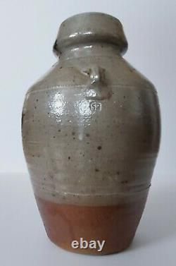 Vtg Studio Pottery Stoneware Ceramic Gray Brown Vase Vessel Glazed Stamped S. R