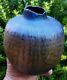 Vtg Tom Krueger Studio Art Pottery Vase Signed Iridescent Gold Blue Raku 6T'95