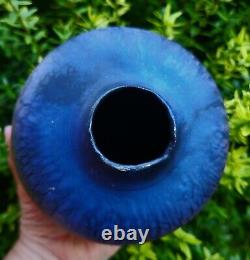 Vtg Tom Krueger Studio Art Pottery Vase Signed Iridescent Gold Blue Raku 6T'95