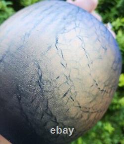 Vtg Tom Krueger Studio Art Pottery Vase Signed Iridescent Gold Blue Raku 6T'95