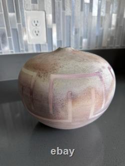 Vtg earth Tone RakuVase Studio Art Pottery Matte Glaze Nicholas Bernard 88