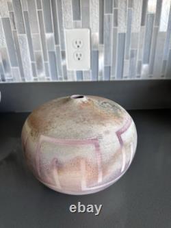 Vtg earth Tone RakuVase Studio Art Pottery Matte Glaze Nicholas Bernard 88