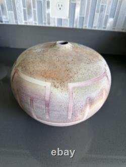 Vtg earth Tone RakuVase Studio Art Pottery Matte Glaze Nicholas Bernard 88