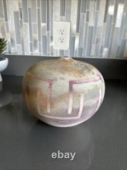 Vtg earth Tone RakuVase Studio Art Pottery Matte Glaze Nicholas Bernard 88