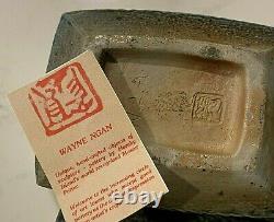WAYNE NGAN(1937-2020) CANADIAN ART POTTERY LIDDED BOX WithMARK AND PAPER LABEL
