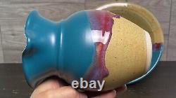 Walt Glass Studio Pottery Water Pitcher And Texas Sunset Bowl 1991 Signed Vtg