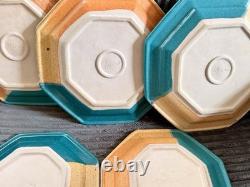 Walt Glass Texas Sunset Signed Pottery 5 Piece Plate Set Vintage Studio Art 1991