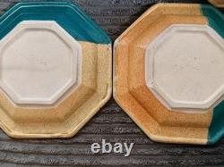 Walt Glass Texas Sunset Signed Pottery 5 Piece Plate Set Vintage Studio Art 1991