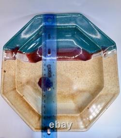 Walt Glass Texas Sunset Signed Pottery 5 Piece Plate Set Vintage Studio Art 1991