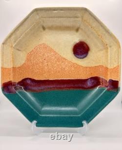 Walt Glass Texas Sunset Signed Pottery 5 Piece Plate Set Vintage Studio Art 1991