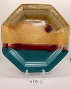 Walt Glass Texas Sunset Signed Pottery 5 Piece Plate Set Vintage Studio Art 1991