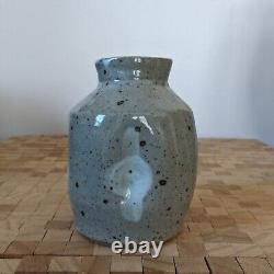 Warren MacKenzie Celadon Squared Lobed Bottle Vase Studio Art Pottery Vintage