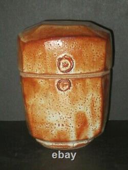 Warren Mackenzie Double Stamped Shino Glaze Faceted Lidded Box, Mint