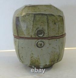 Warren Mackenzie Large Pottery Box With Mossy Glaze, Double Stamped, Pvt. Coll
