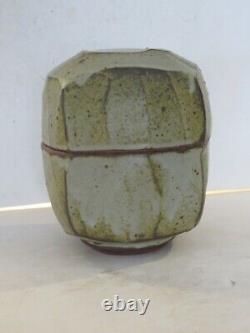 Warren Mackenzie Large Pottery Box With Mossy Glaze, Double Stamped, Pvt. Coll