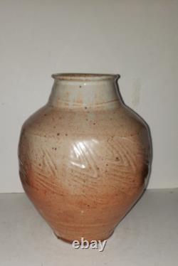 Warren Mackenzie Large Vintage Studio Stoneware Pottery Vase With Paddled Design