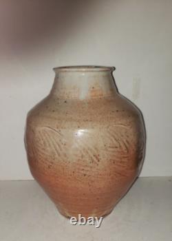 Warren Mackenzie Large Vintage Studio Stoneware Pottery Vase With Paddled Design