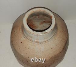 Warren Mackenzie Large Vintage Studio Stoneware Pottery Vase With Paddled Design