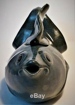 Wayne Shadburne Vintage 1991 Studio Art Pottery Stoneware Fish Tea Pot Signed