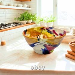 Wendy Johnston Signed Studio Pottery Bowl Abstract Art Glazed Canada 7.25 VTG