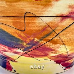 Wendy Johnston Signed Studio Pottery Bowl Abstract Art Glazed Canada 7.25 VTG