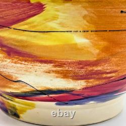 Wendy Johnston Signed Studio Pottery Bowl Abstract Art Glazed Canada 7.25 VTG