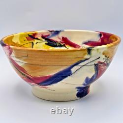 Wendy Johnston Signed Studio Pottery Bowl Abstract Art Glazed Canada 7.25 VTG