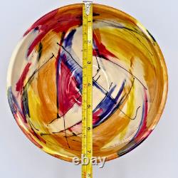 Wendy Johnston Signed Studio Pottery Bowl Abstract Art Glazed Canada 7.25 VTG