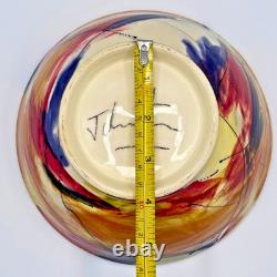 Wendy Johnston Signed Studio Pottery Bowl Abstract Art Glazed Canada 7.25 VTG