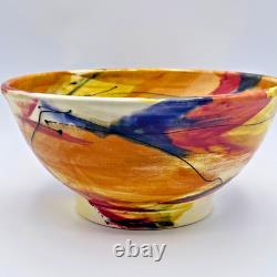 Wendy Johnston Signed Studio Pottery Bowl Abstract Art Glazed Canada 7.25 VTG