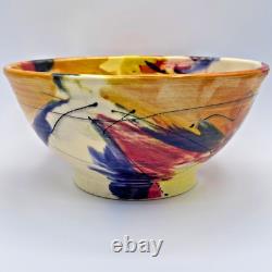 Wendy Johnston Signed Studio Pottery Bowl Abstract Art Glazed Canada 7.25 VTG
