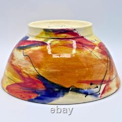 Wendy Johnston Signed Studio Pottery Bowl Abstract Art Glazed Canada 7.25 VTG