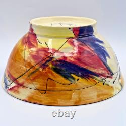 Wendy Johnston Signed Studio Pottery Bowl Abstract Art Glazed Canada 7.25 VTG