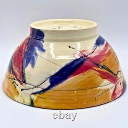 Wendy Johnston Signed Studio Pottery Bowl Abstract Art Glazed Canada 7.25 VTG