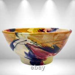 Wendy Johnston Signed Studio Pottery Bowl Abstract Art Glazed Canada 7.25 VTG